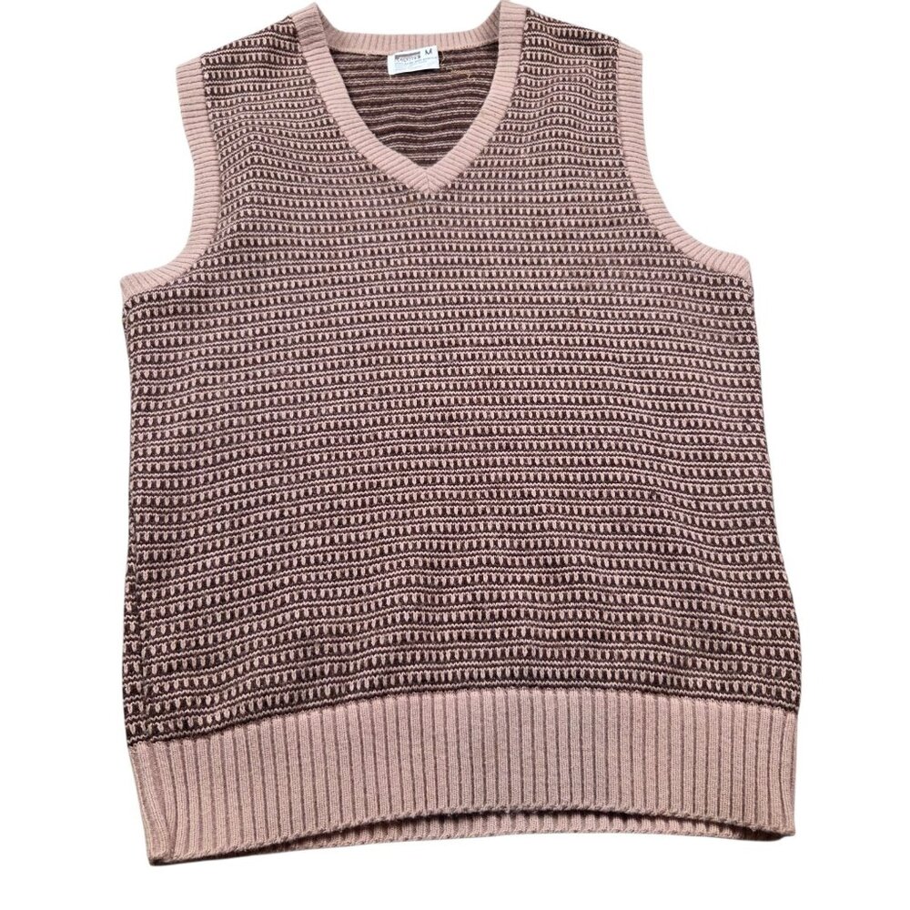 Vintage Montgomery Ward Sweater Vest Mens Medium Brown 100% Acrylic Knit